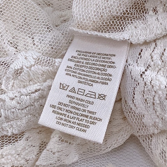 Free People Women Cream Sheer Lace Boho Tunic M - Picture 9 of 12